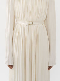Robe épaules nues en soie - Seedpearl Beige
