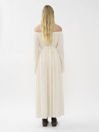 Robe épaules nues en soie - Seedpearl Beige