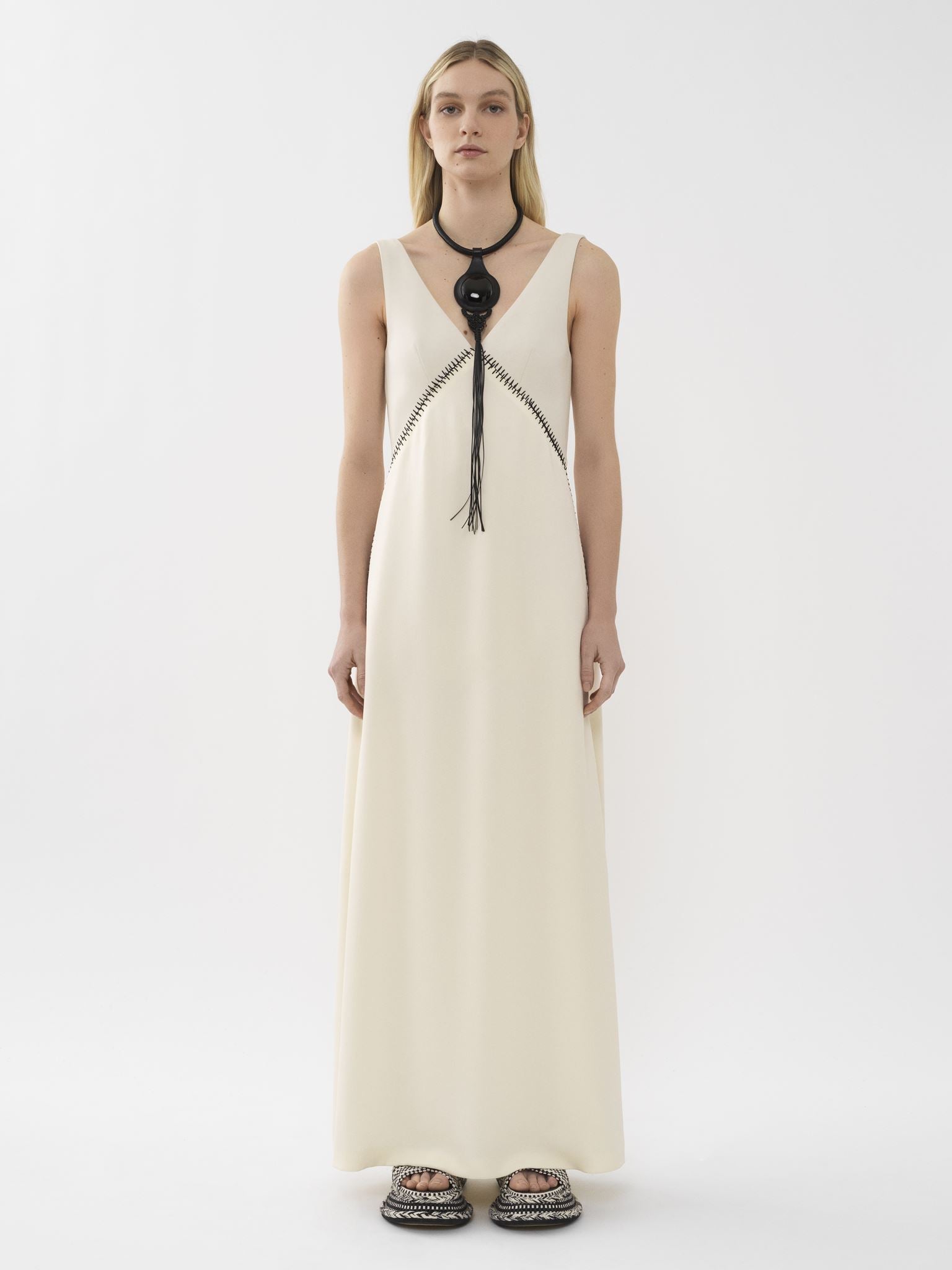 Robe sans manches lingerie en soie - Beige Perle de Graine