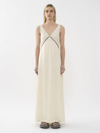 Robe sans manches lingerie en soie - Beige Perle de Graine