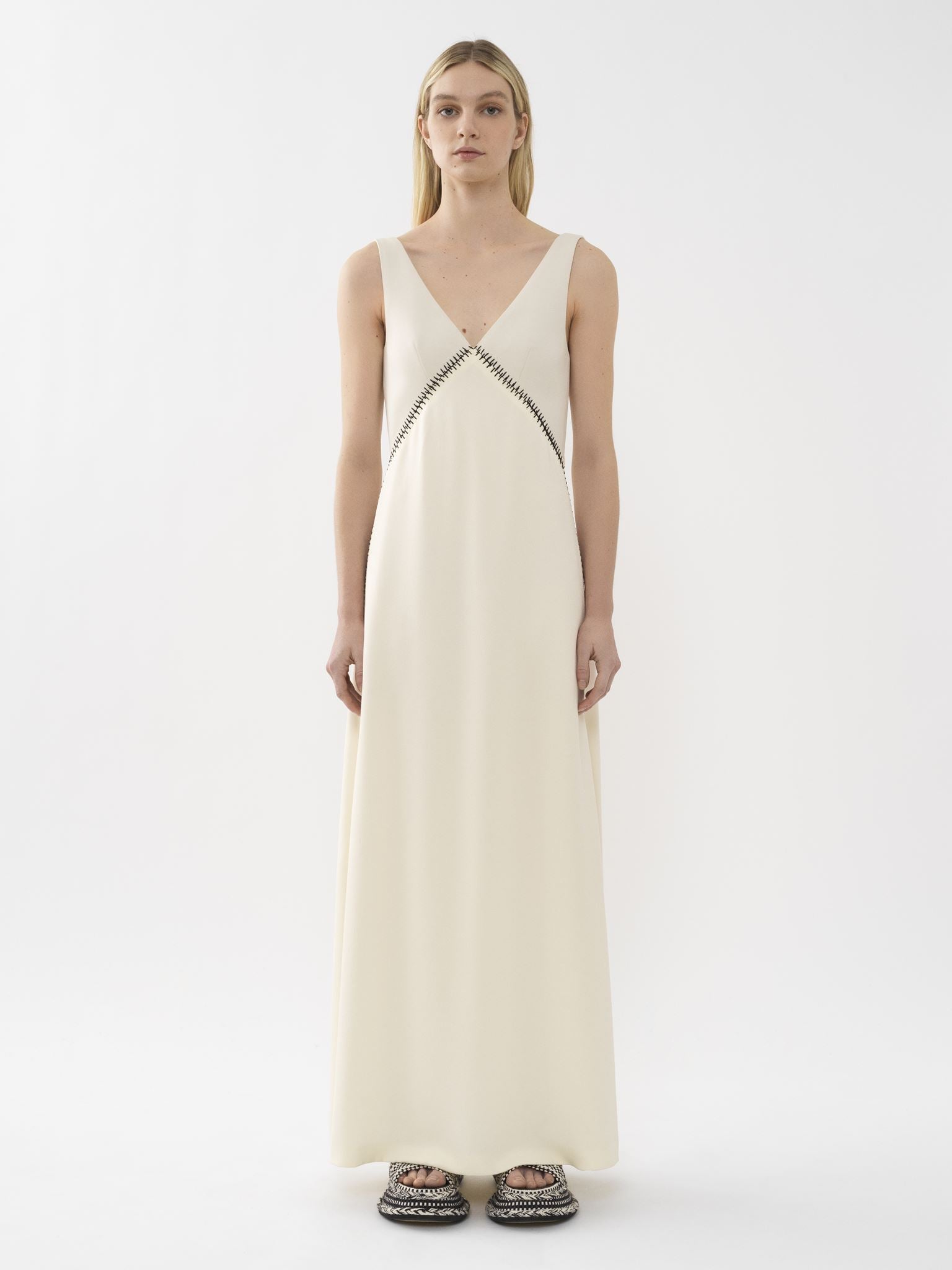 Robe sans manches lingerie en soie - Beige Perle de Graine
