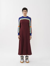 Robe manches longues oversize en soie - Darkened Brown
