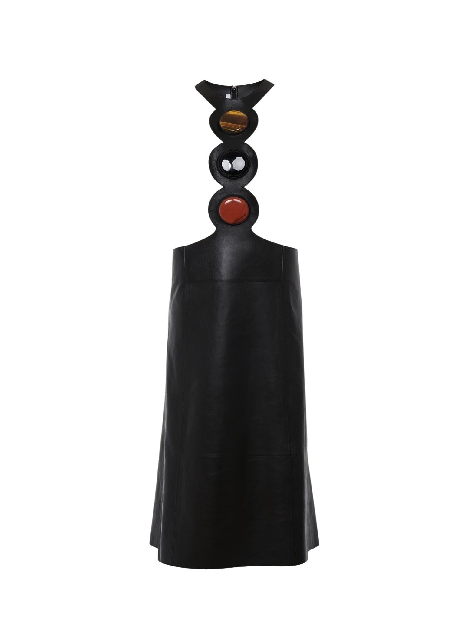 Robe plastron bijou en cuir - Noir