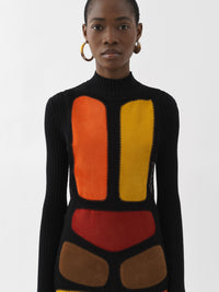 Robe sans manches en cuir - Multicolor Orange
