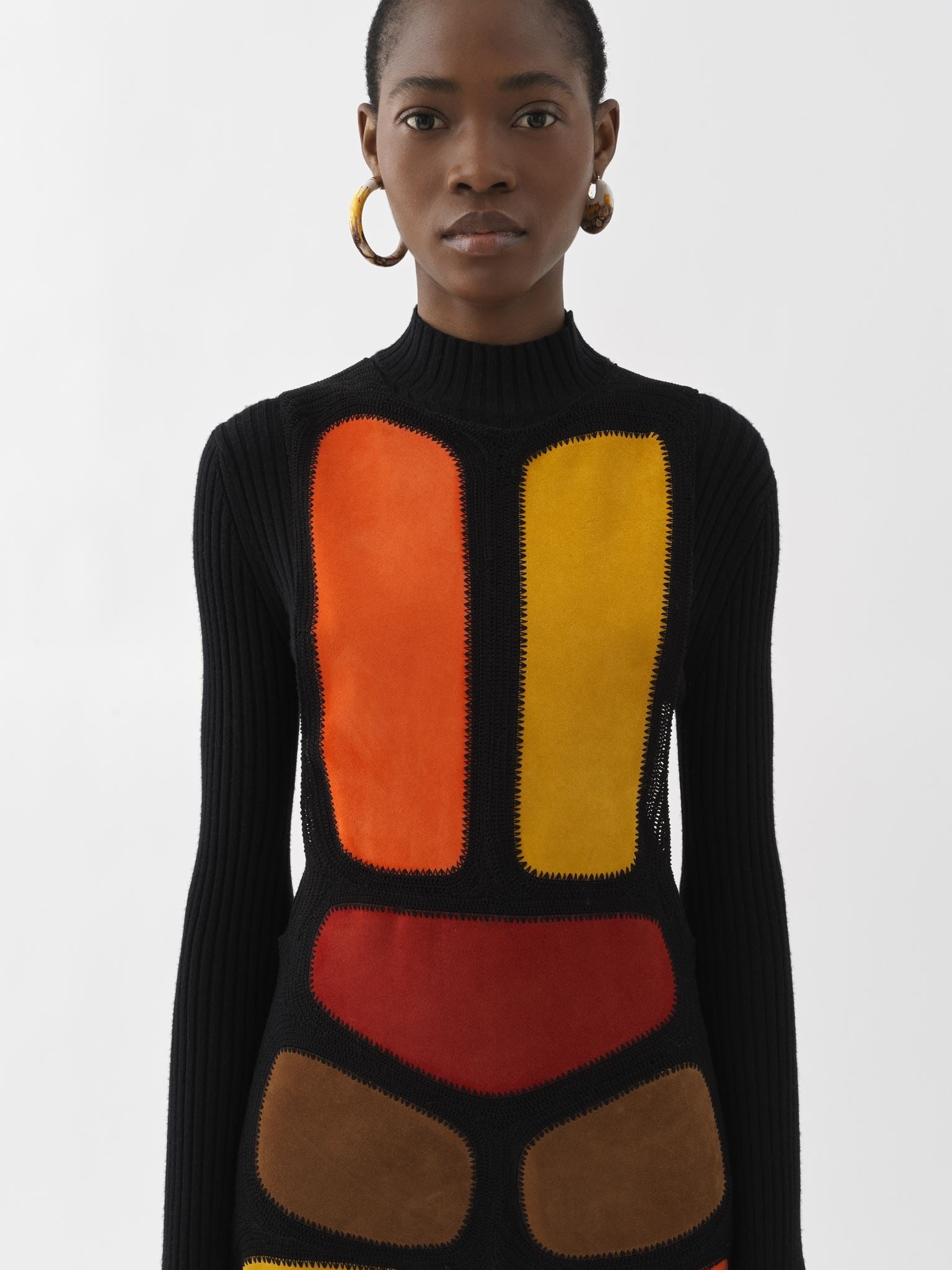 Robe sans manches en cuir - Multicolor Orange