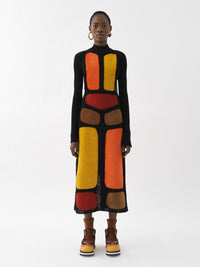 Robe sans manches en cuir - Multicolor Orange