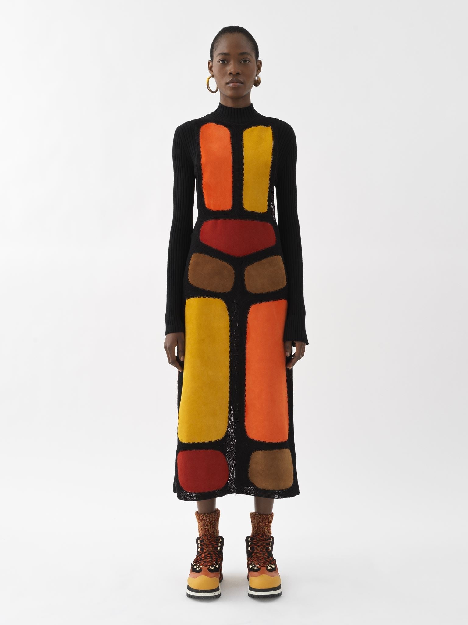 Robe sans manches en cuir - Multicolor Orange