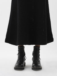 Robe midi évasée en laine - Black