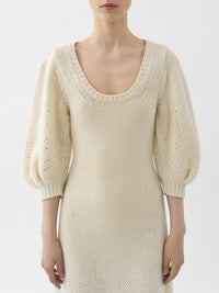 Robe midi évasée en laine - White Powder