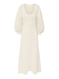 Robe midi évasée en laine - White Powder