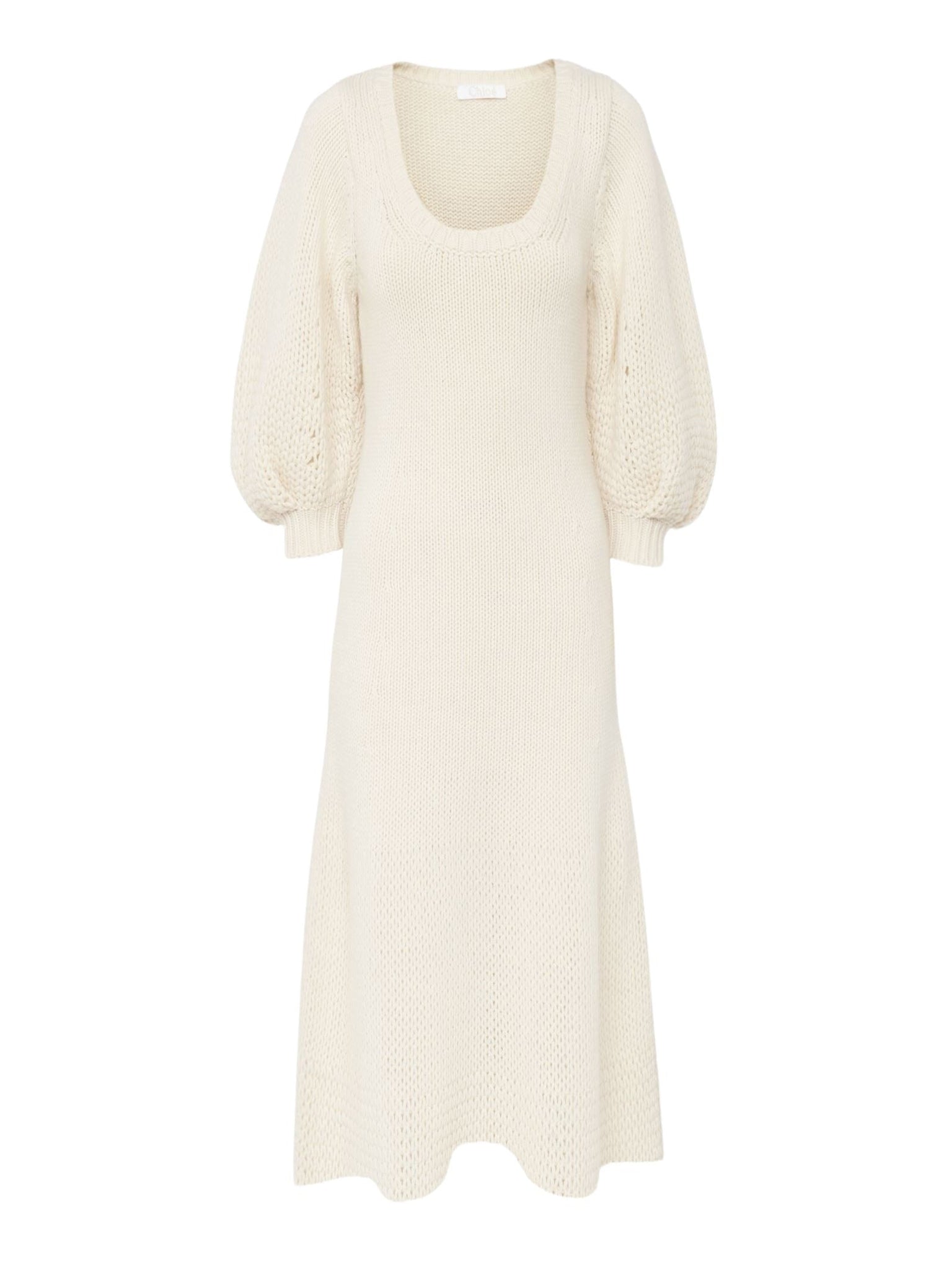 Robe midi évasée en laine - White Powder