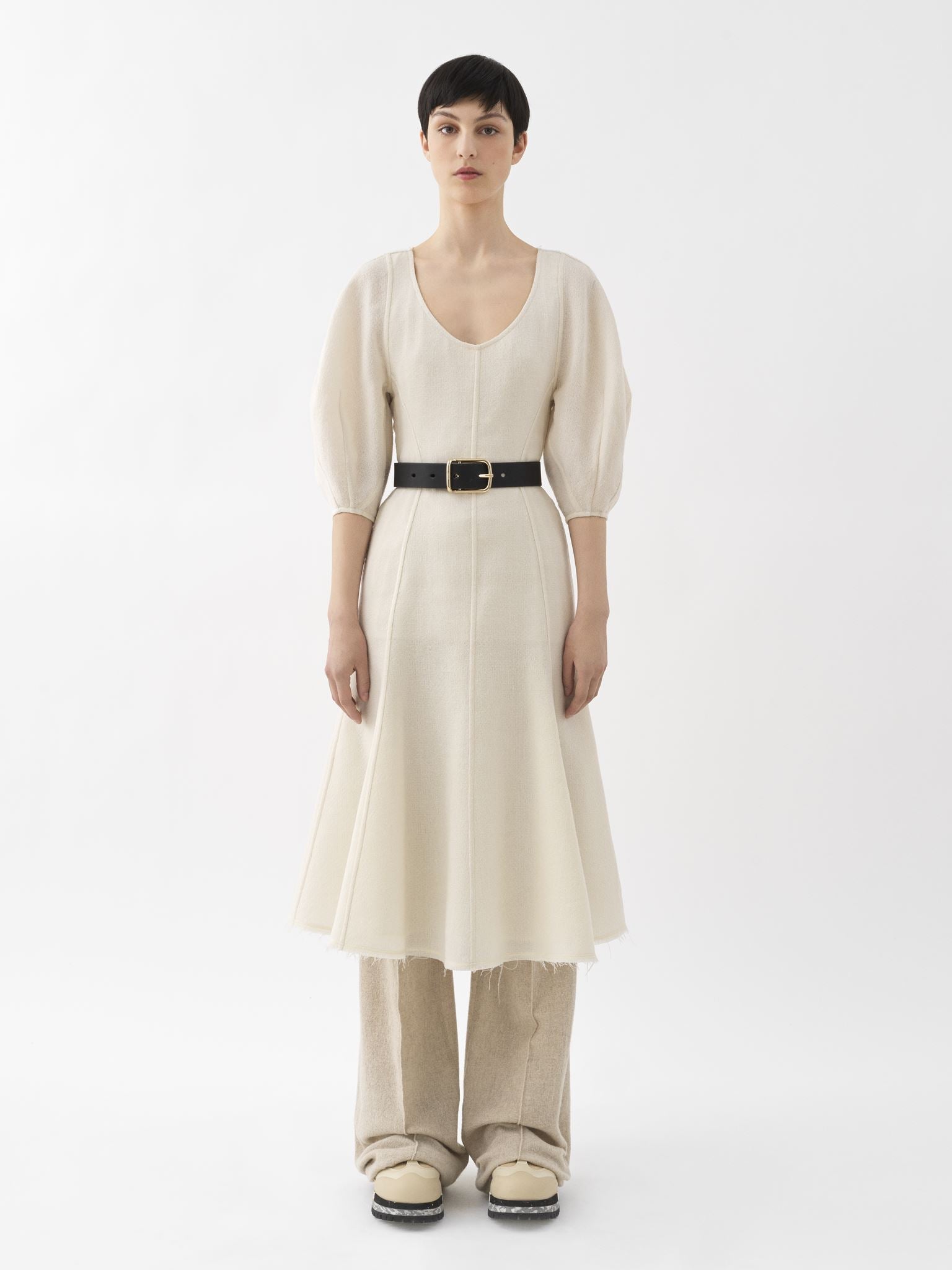 Robe midi corset en laine - Iconic Milk