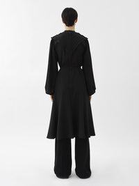 Robe midi ceinturée en soie - Noir