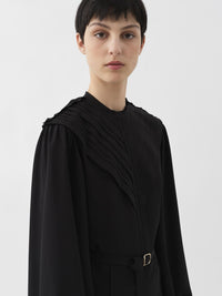 Robe midi ceinturée en soie - Noir