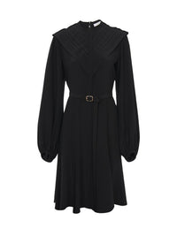 Robe midi ceinturée en soie - Noir