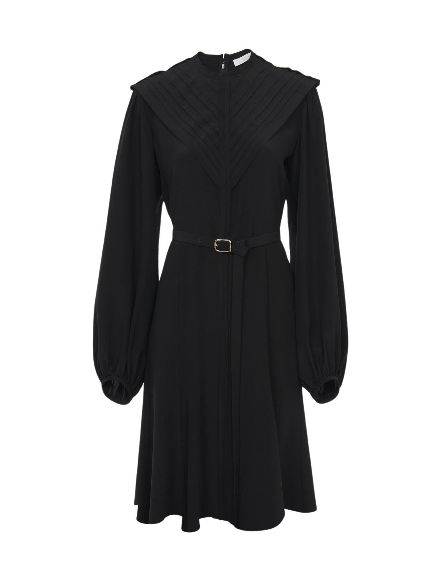 Robe midi ceinturée en soie - Noir