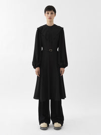 Robe midi ceinturée en soie - Noir