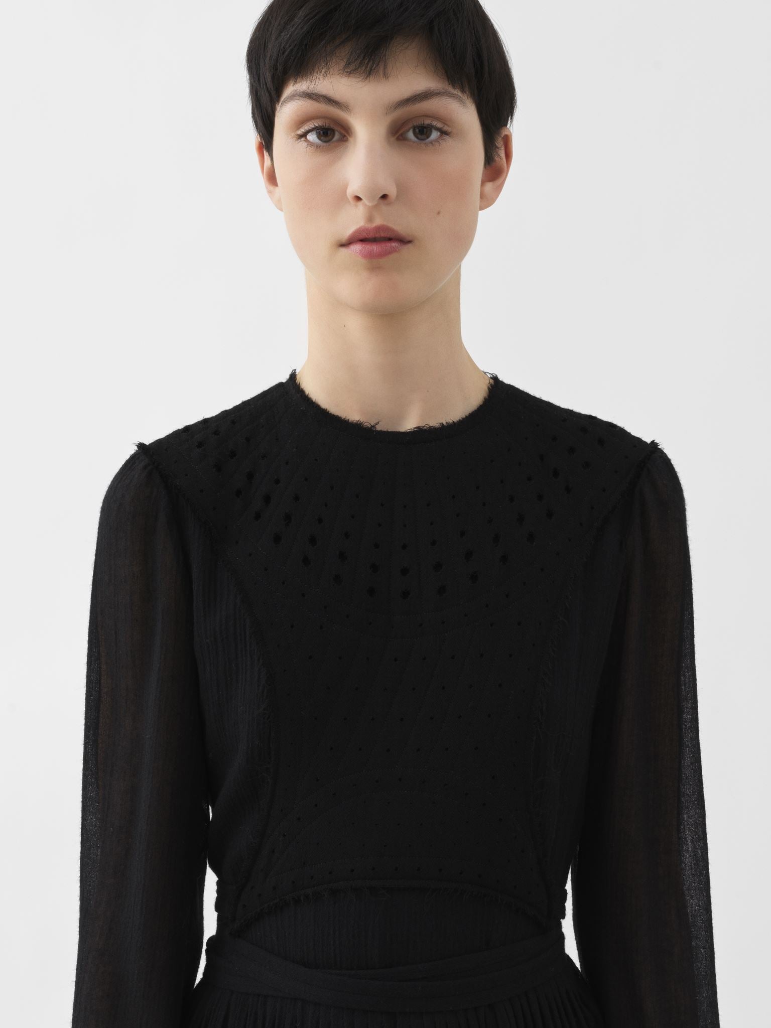 Robe plastron ceinturée en laine - Black