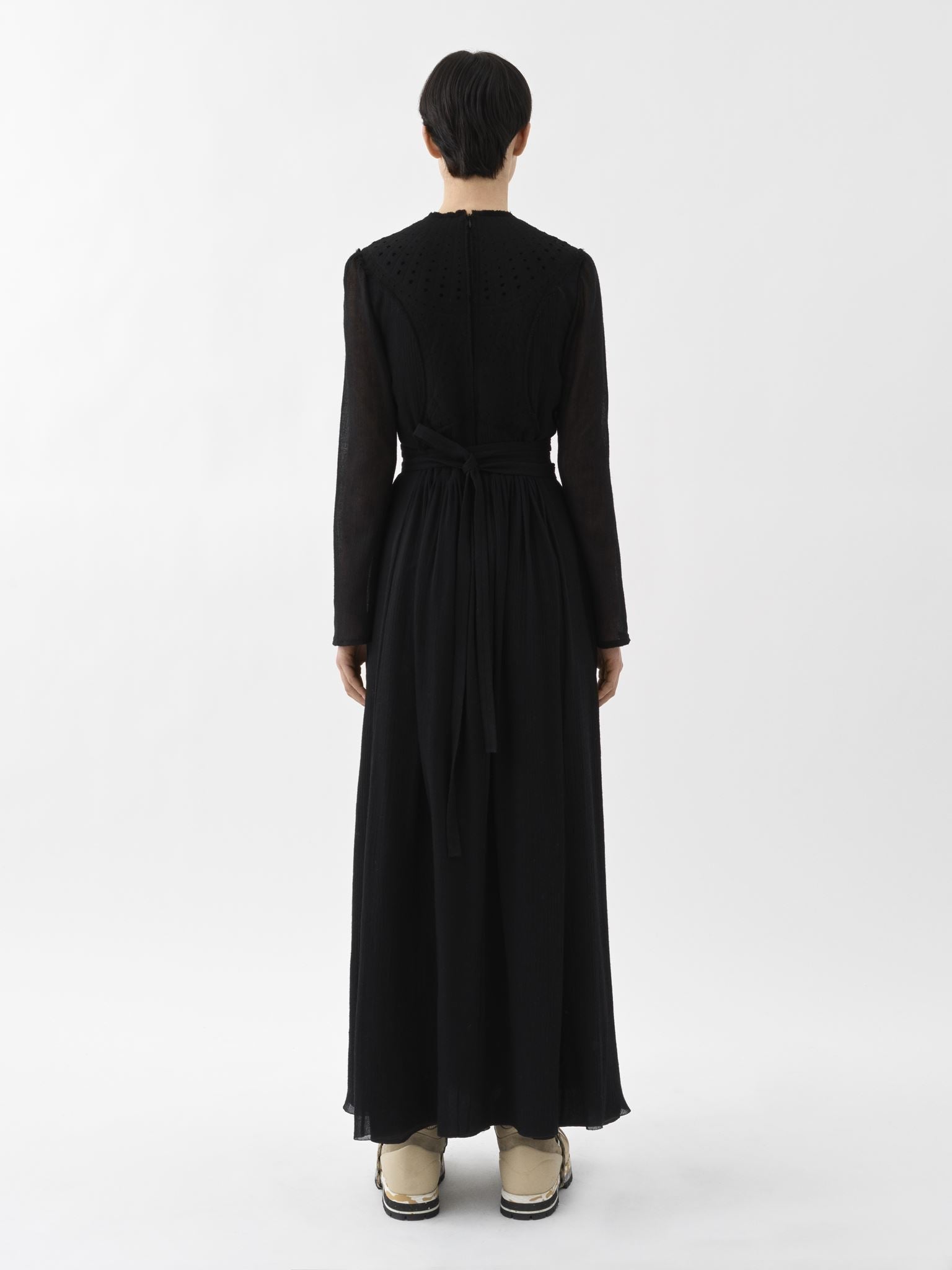 Robe plastron ceinturée en laine - Black