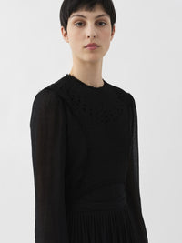 Robe plastron ceinturée en laine - Black