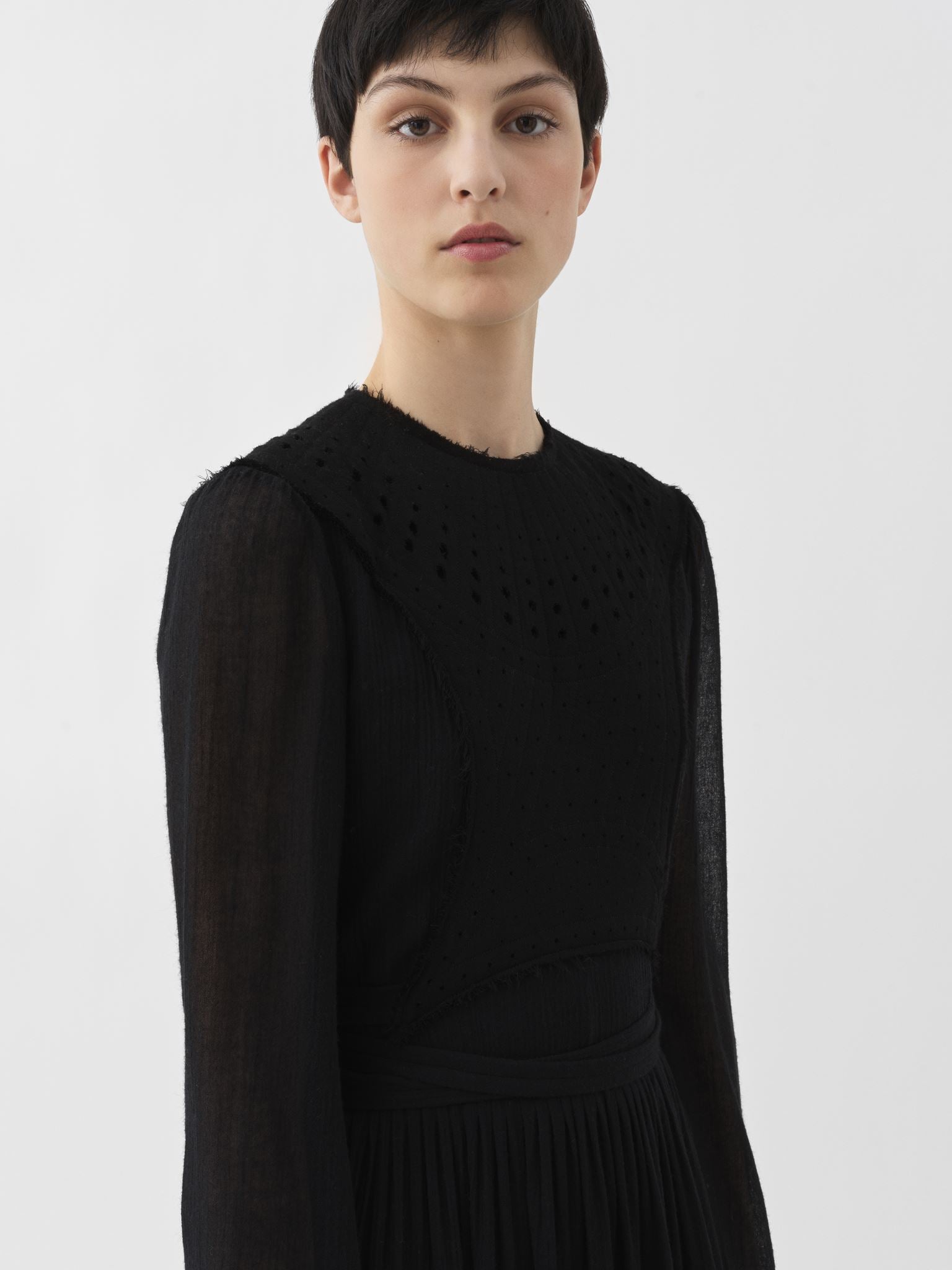 Robe plastron ceinturée en laine - Black