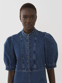 Robe midi à manches bouffantes - Deep Denim