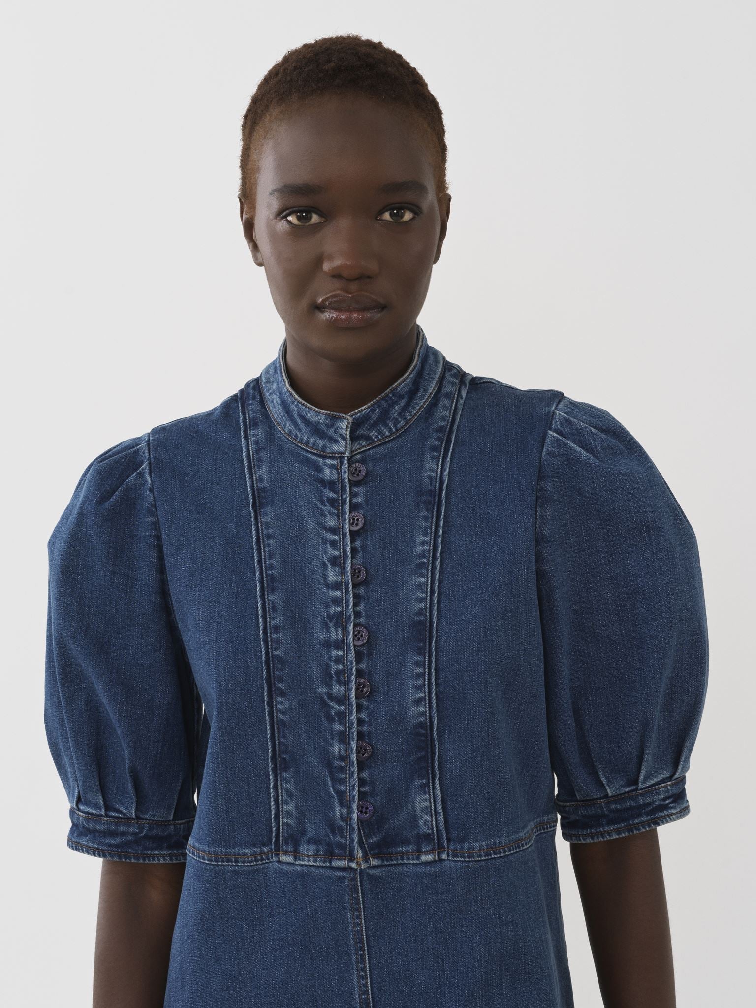 Robe midi à manches bouffantes - Deep Denim