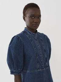 Robe midi à manches bouffantes - Deep Denim