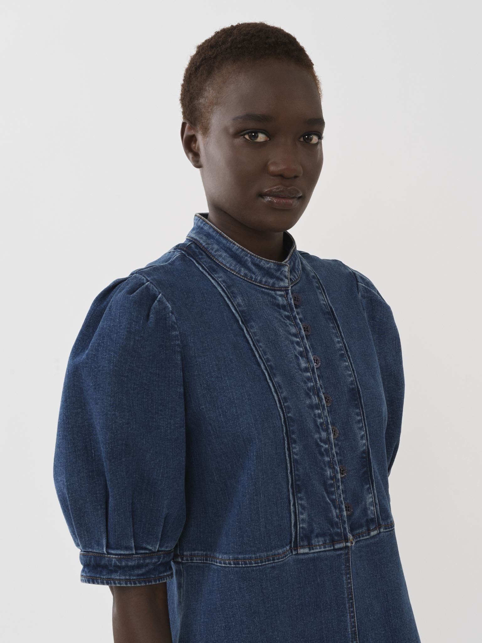 Robe midi à manches bouffantes - Deep Denim