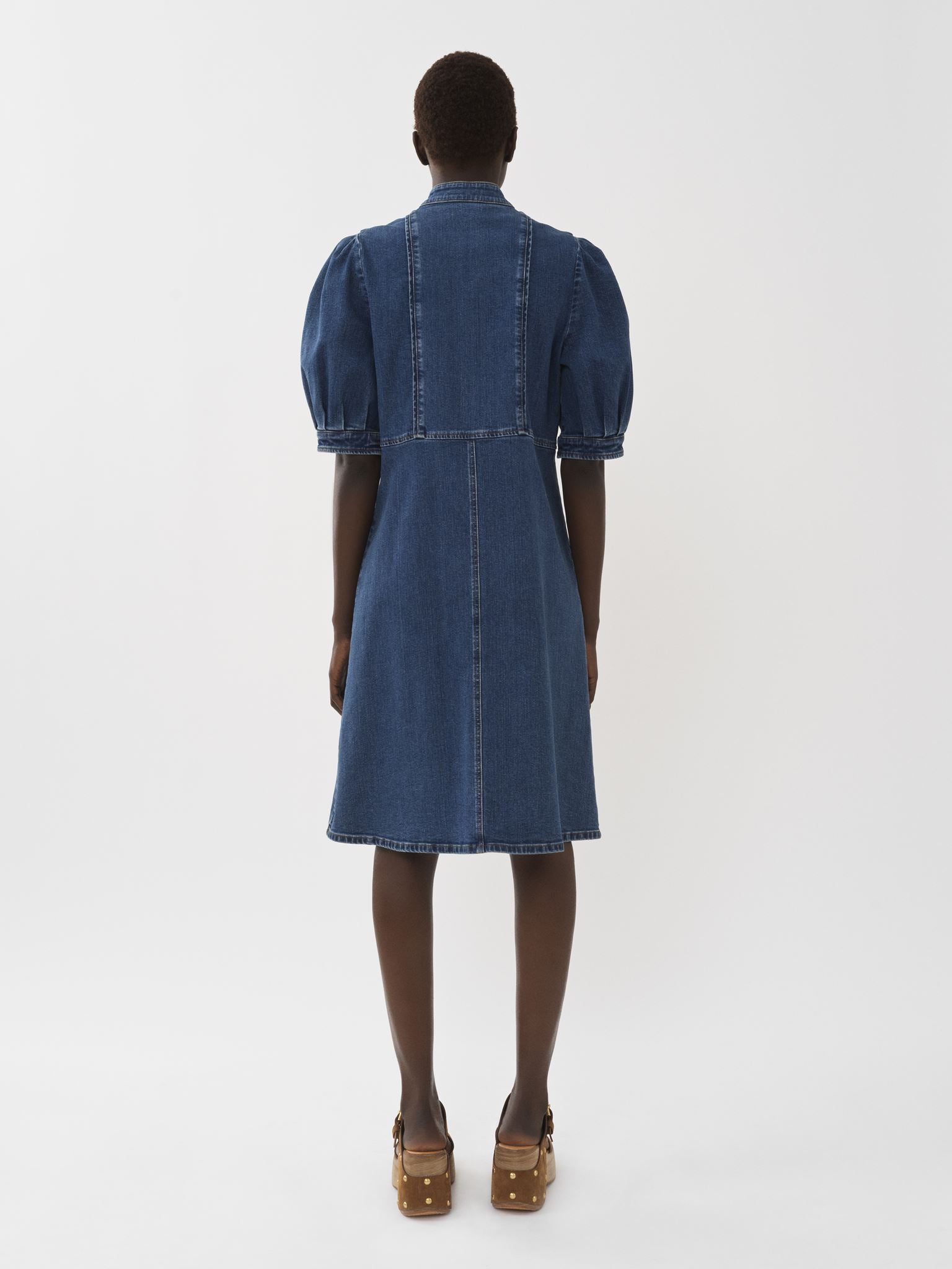Robe midi à manches bouffantes - Deep Denim