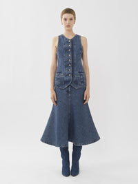 Robe midi trompe-l’oeil - Bleu Sombre