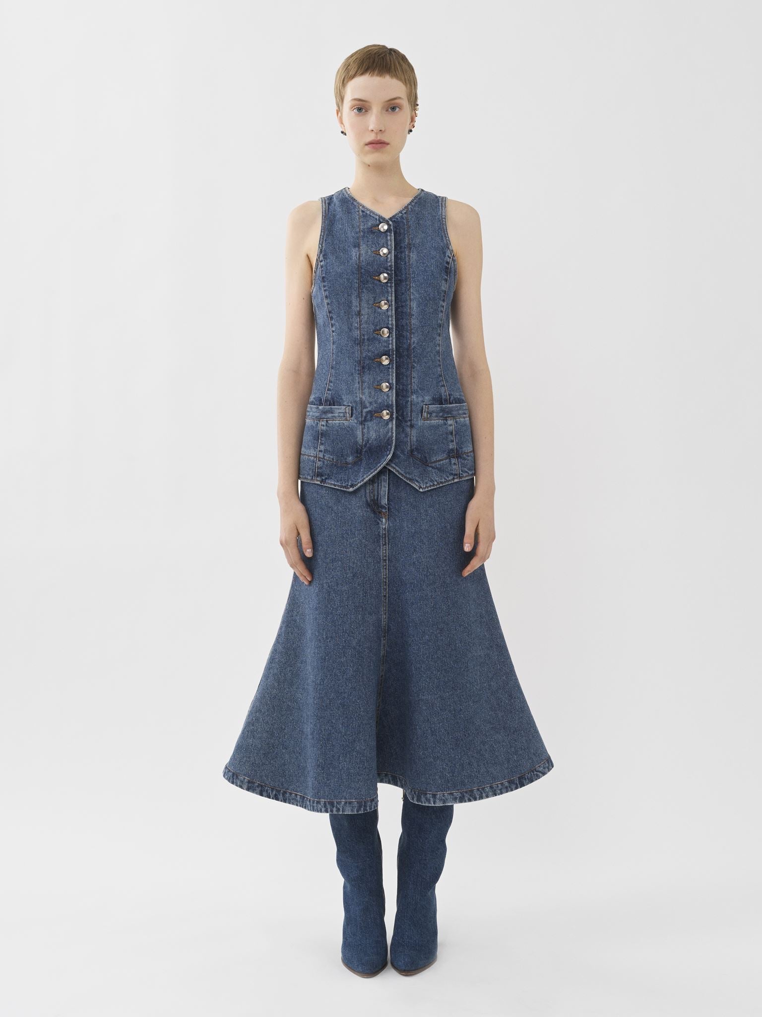 Robe midi trompe-l’oeil - Bleu Sombre