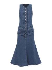 Robe midi trompe-l’oeil - Bleu Sombre