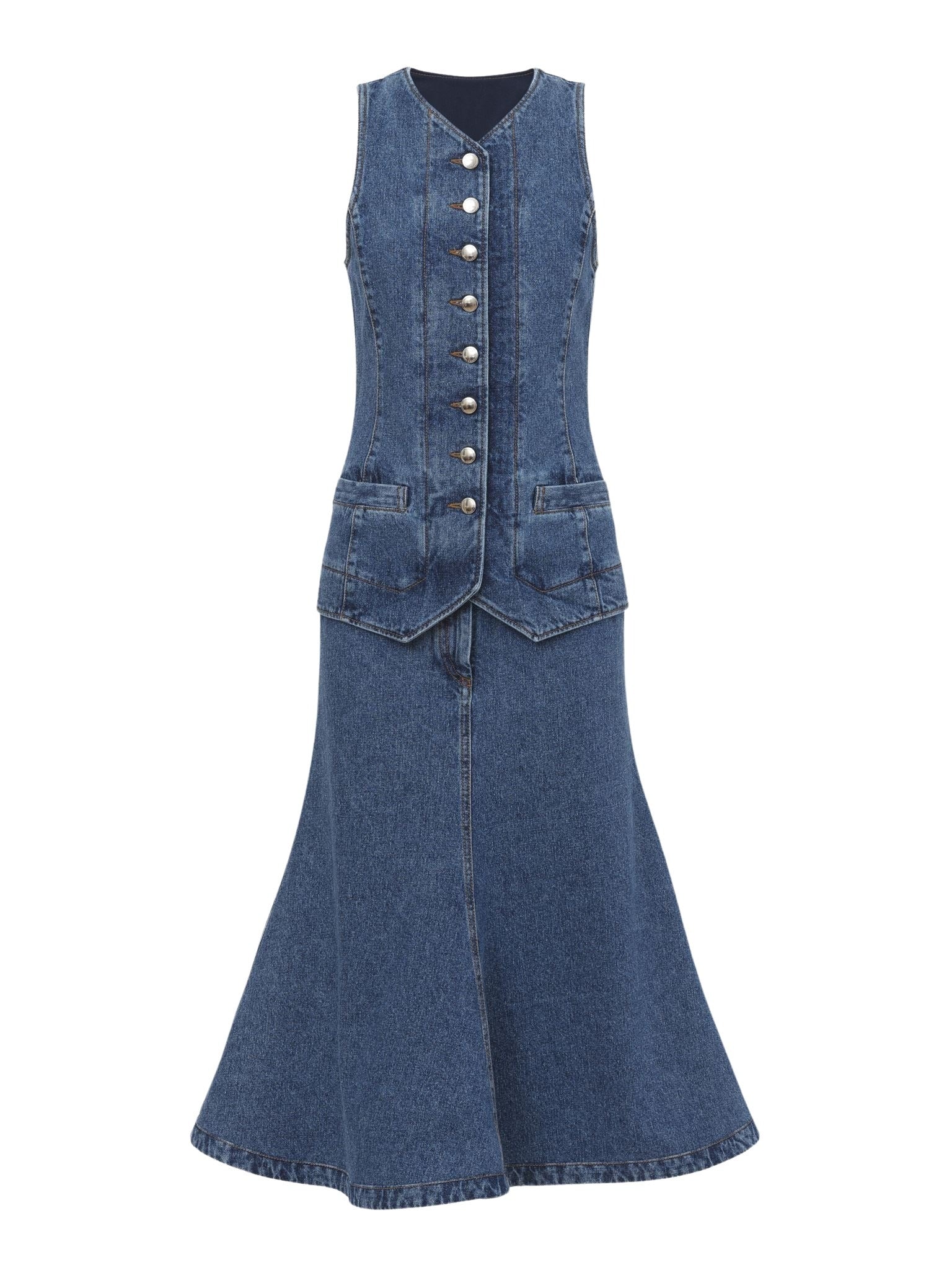 Robe midi trompe-l’oeil - Bleu Sombre