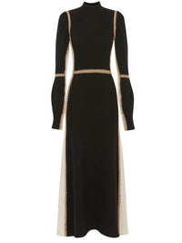 Robe avec col montant joue sur les contrastes en laine - Multicolor Noir