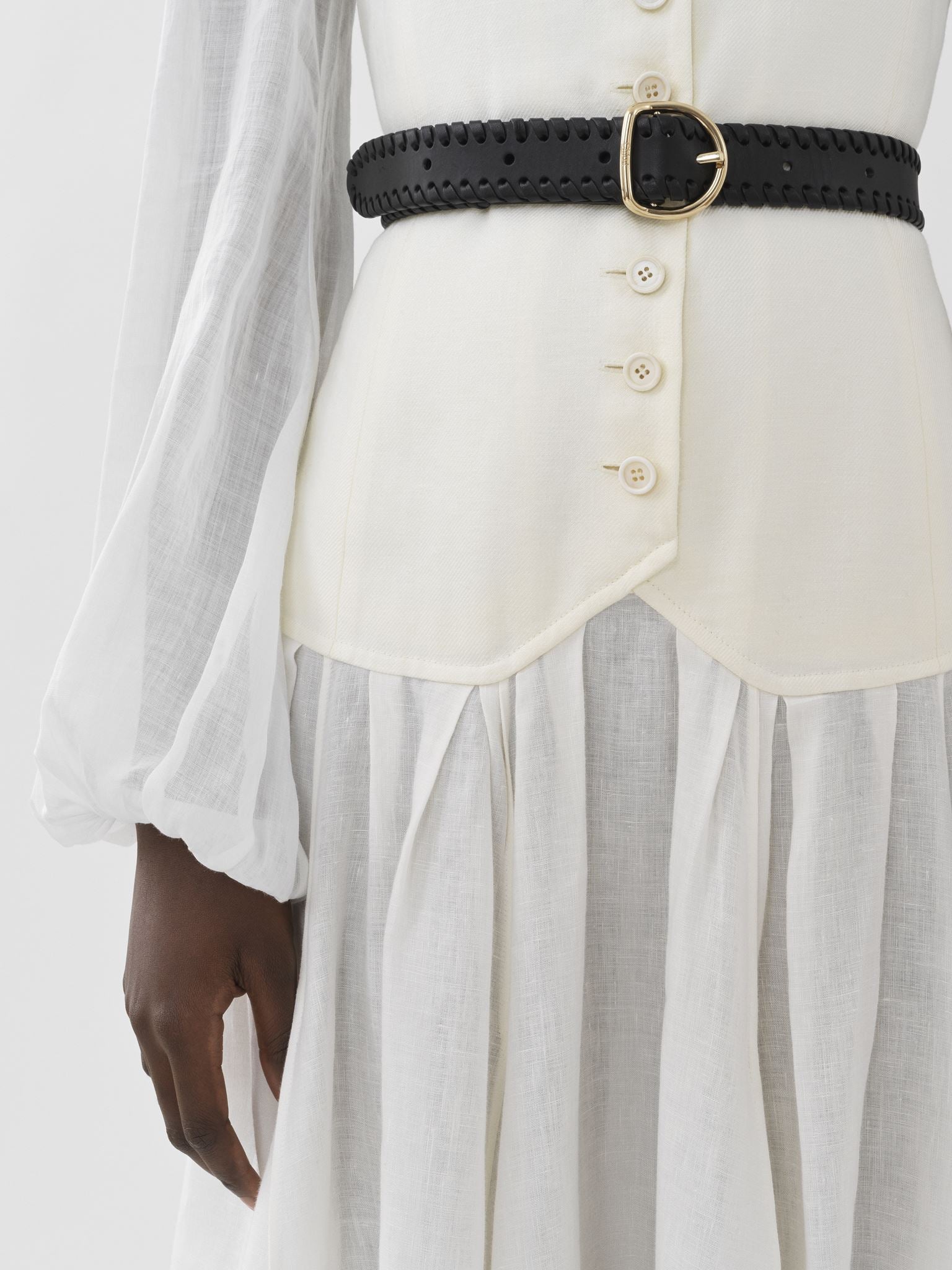 Robe midi trompe-l’oeil - Lait Iconique