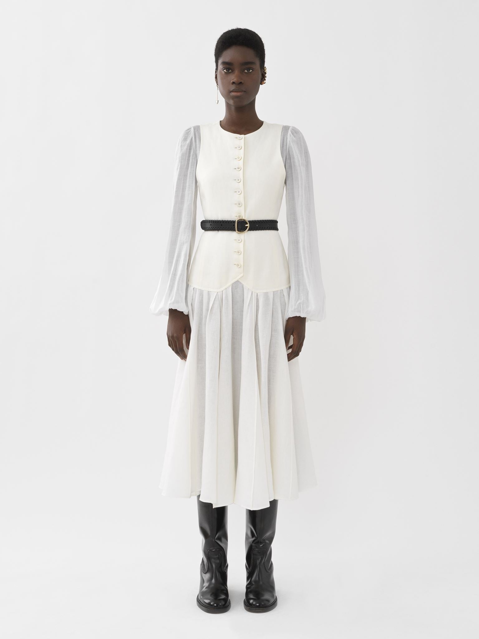 Robe midi trompe-l’oeil - Lait Iconique
