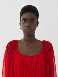 Robe longue plissée en soie - Rising Red