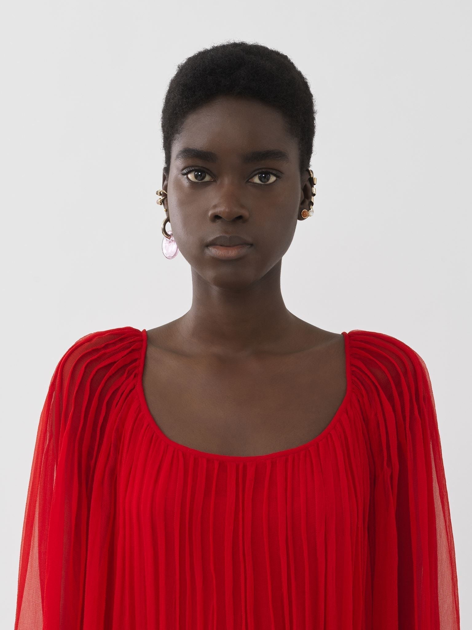 Robe longue plissée en soie - Rising Red