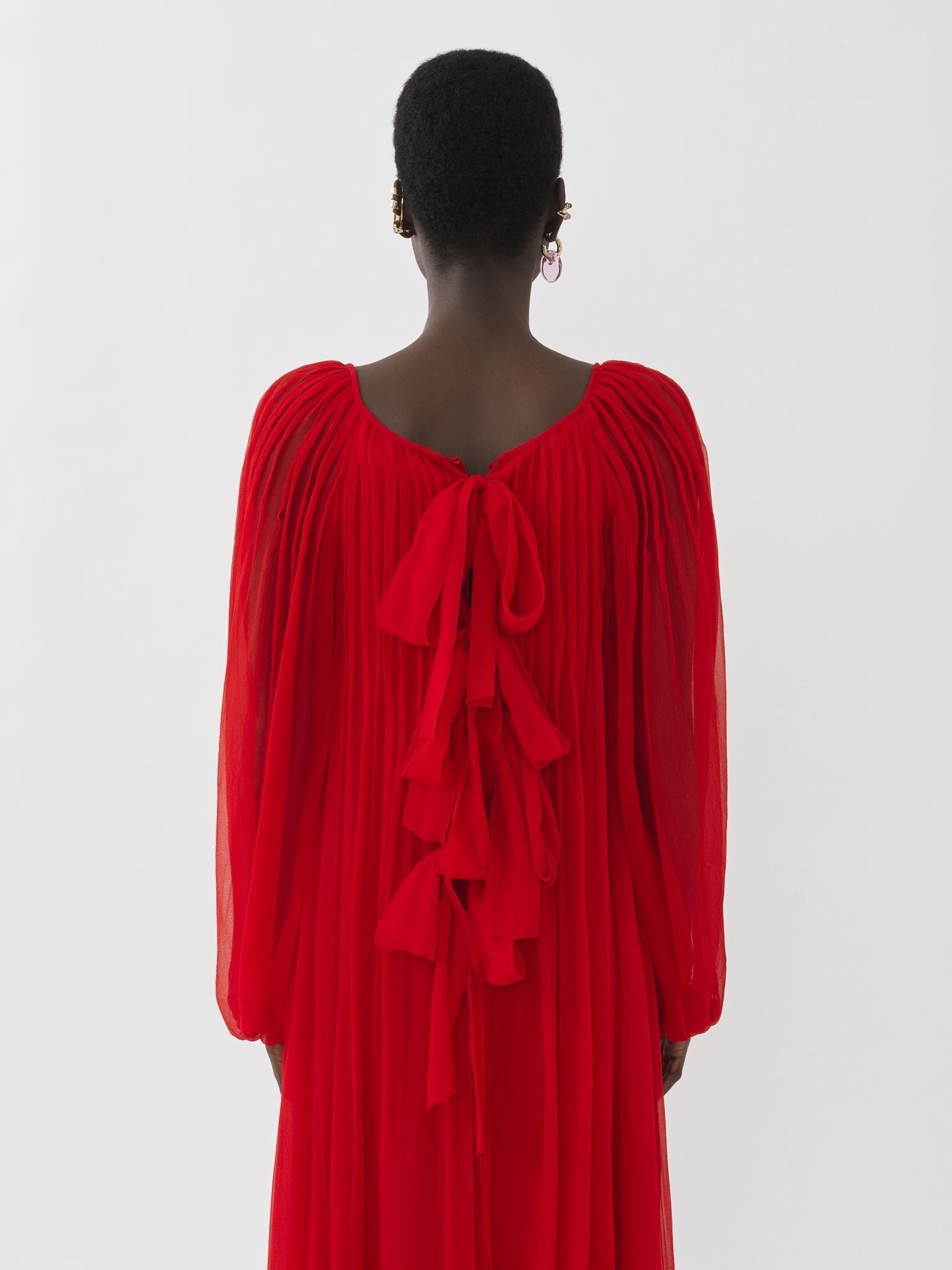 Robe longue plissée en soie - Rising Red