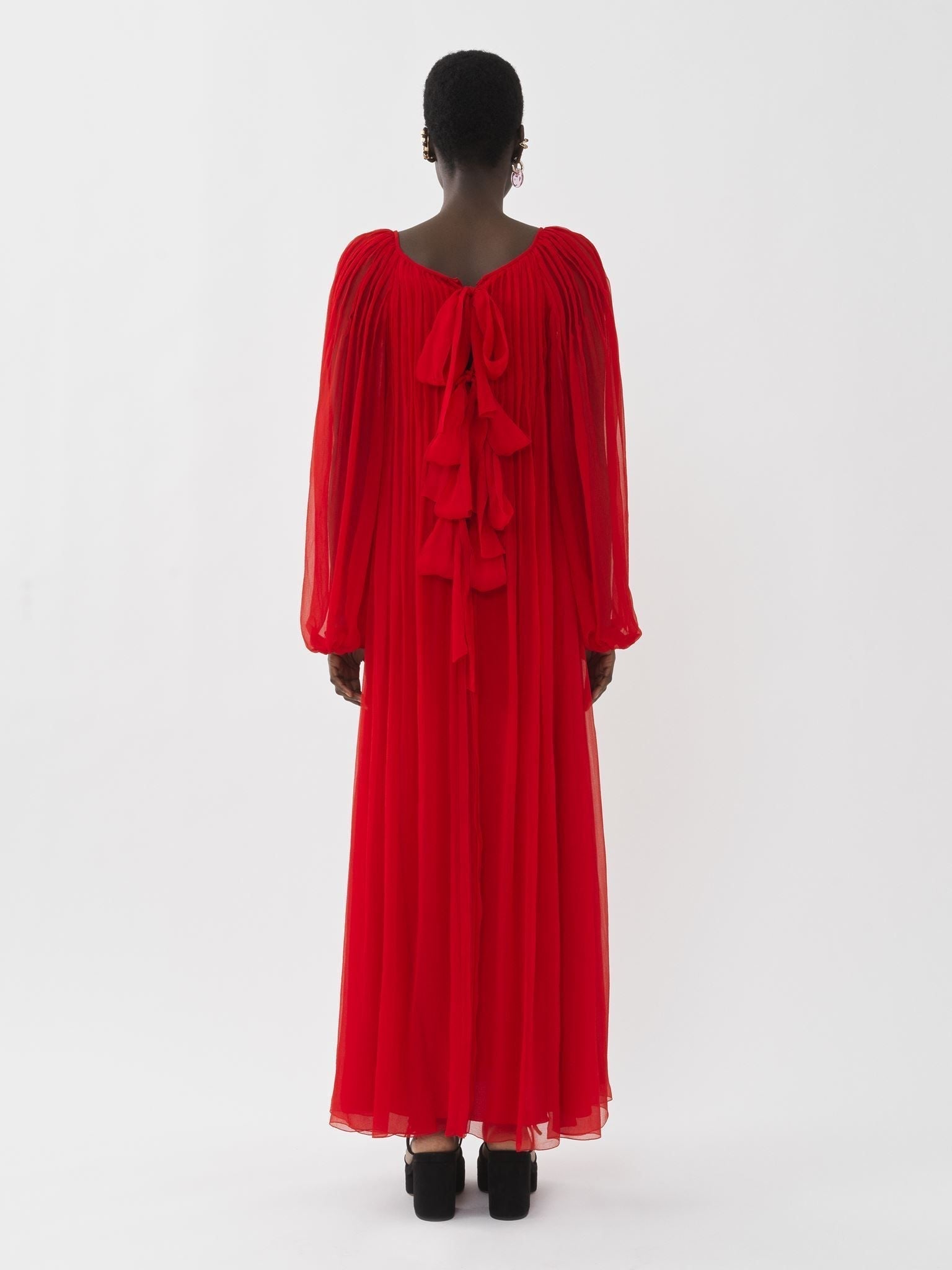 Robe longue plissée en soie - Rising Red