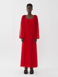 Robe longue plissée en soie - Rising Red