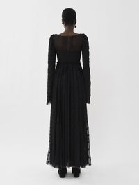 Robe maxi empire en soie - Noir