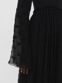 Robe maxi empire en soie - Noir