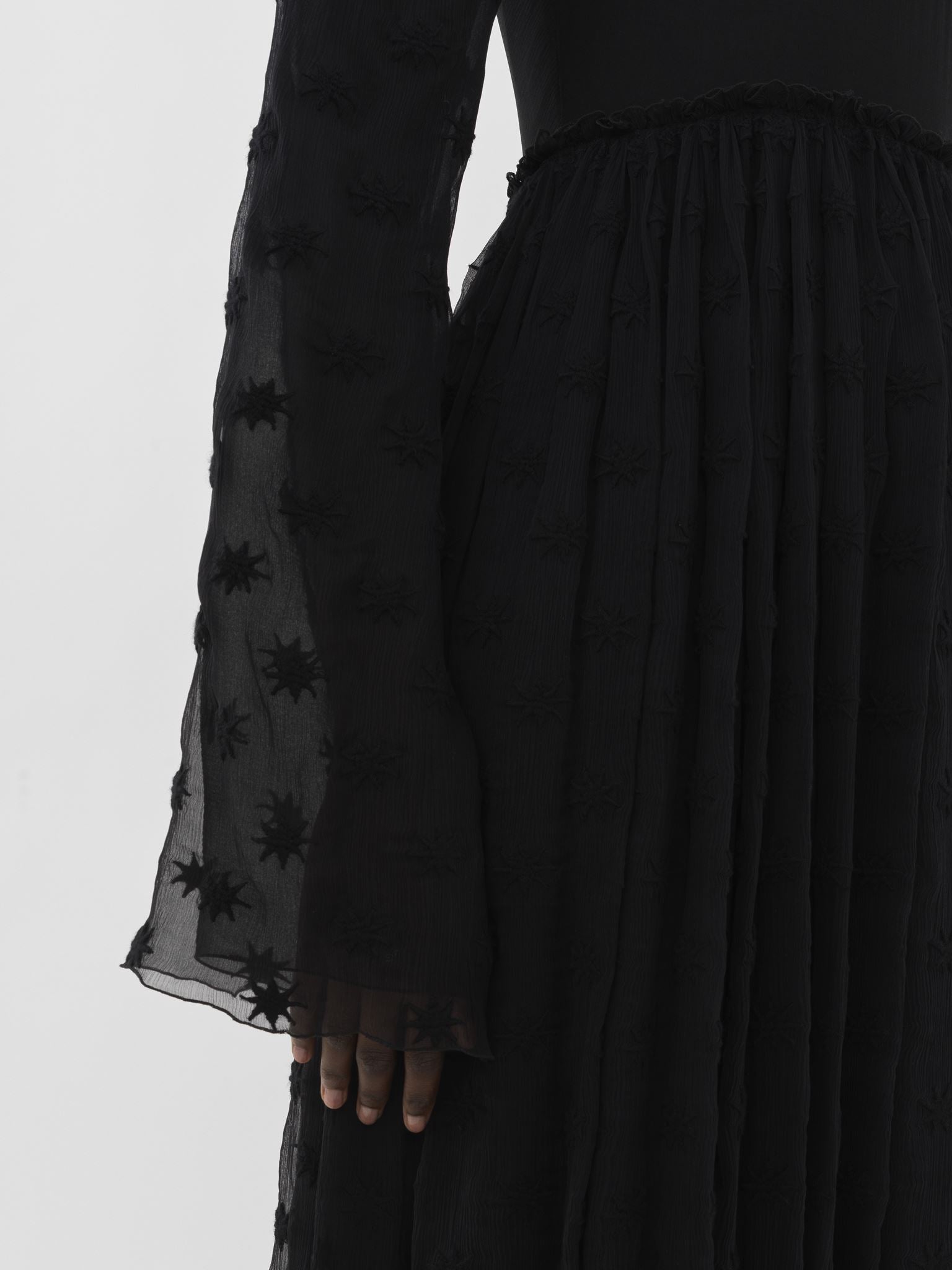Robe maxi empire en soie - Noir