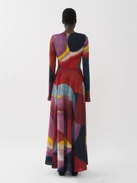 Robe longue évasée Caroline Denervaud en soie - Multicolor