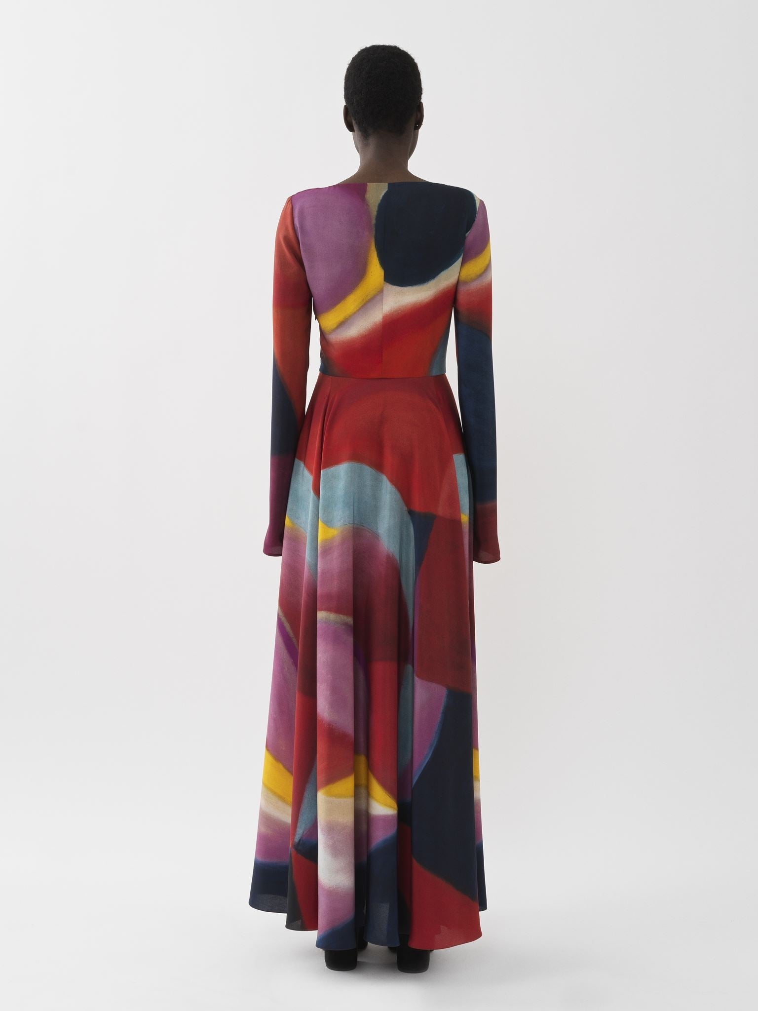 Robe longue évasée Caroline Denervaud en soie - Multicolor