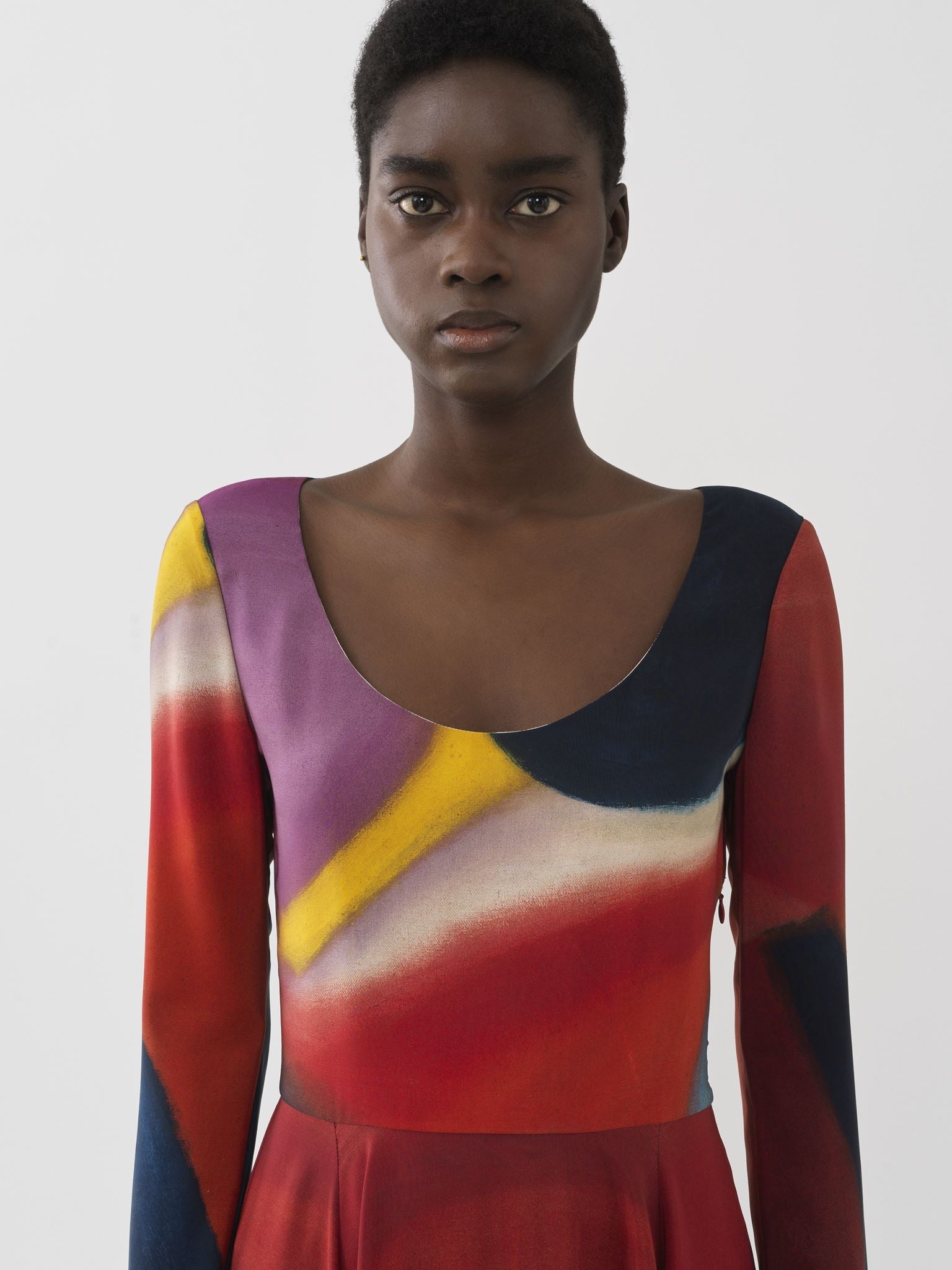 Robe longue évasée Caroline Denervaud en soie - Multicolor