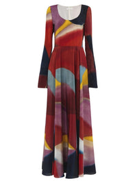 Robe longue évasée Caroline Denervaud en soie - Multicolor