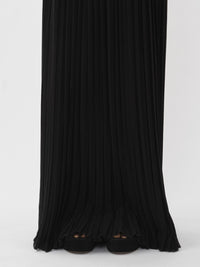 Robe plissée épaules nues en soie - Noir